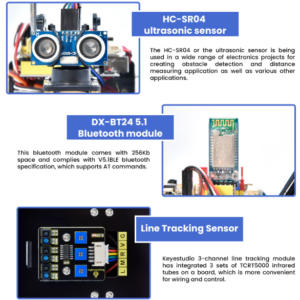 Kit robotica 4WD Arduino Keyestudio KS0559, 17 Proiecte, Bluetooth, IR, Line Tracking - imagine 3